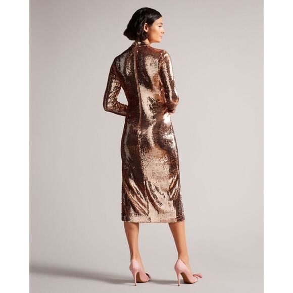 Ted Baker Brookly Long Sleeve Sequin Tube Dress Size 12 - Picture 2 of 8